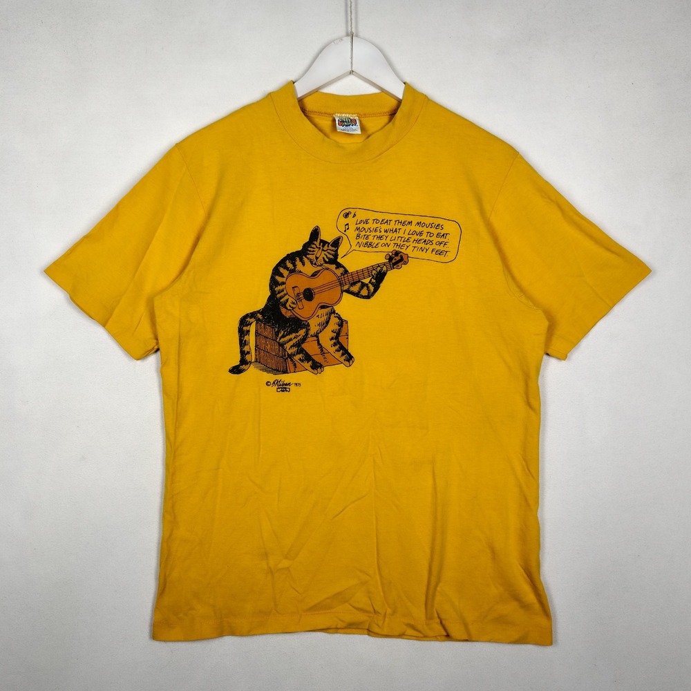 Vintage Crazy Shirts B Kliban Cat Mousies T-Shirt Yellow Large 1975 Hawaii